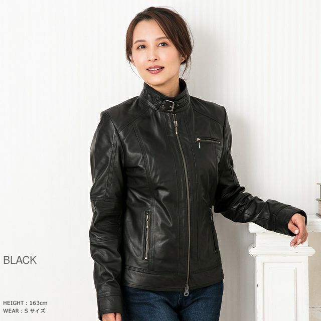 LIUGOO 本革 シングルライダースジャケット レディース リューグー