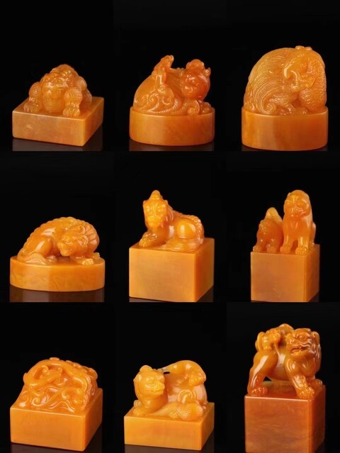 ラオス石 田黄 鳌魚 魚化龍 高級印材 箱付き 篆刻 書道 落款 雅号