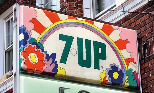 7Up UnCola hanging sign by John Alcorn (NOT Peter Max) | Flickr
