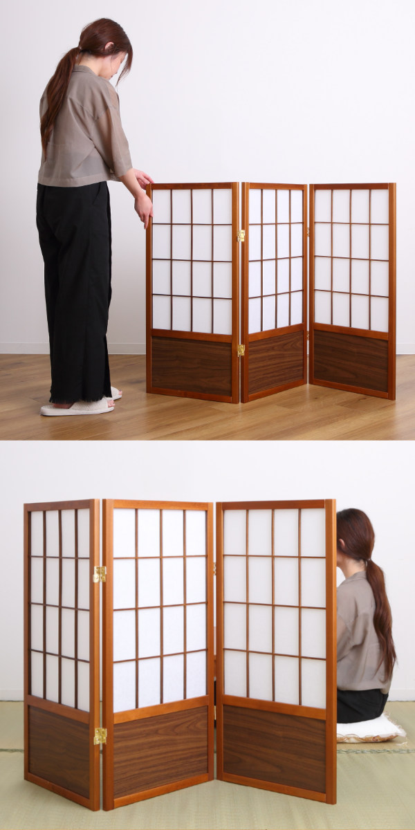 衝立 和風衝立 あずきS 3連 高さ90cm （ 間仕切り 目隠し