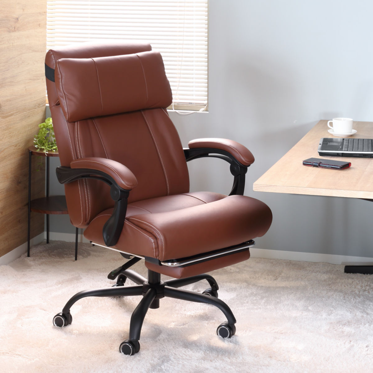 リクライニングチェア 本革 フットレスト付 パーソナルチェア