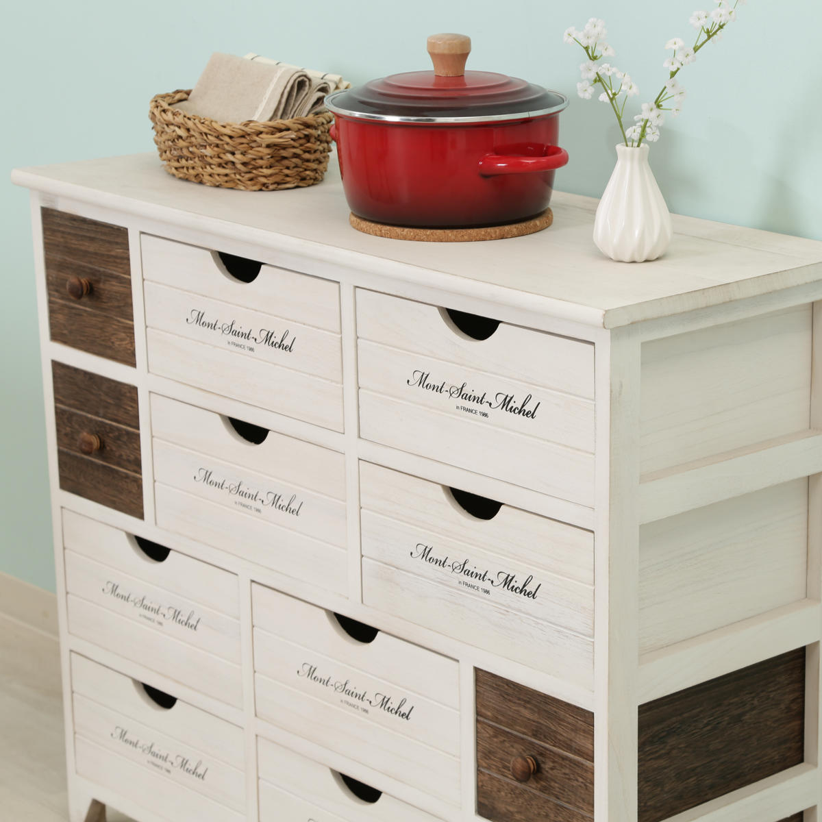 木製チェスト 4段 引き出し付き アンティーク 完成品 】チェスト 4段