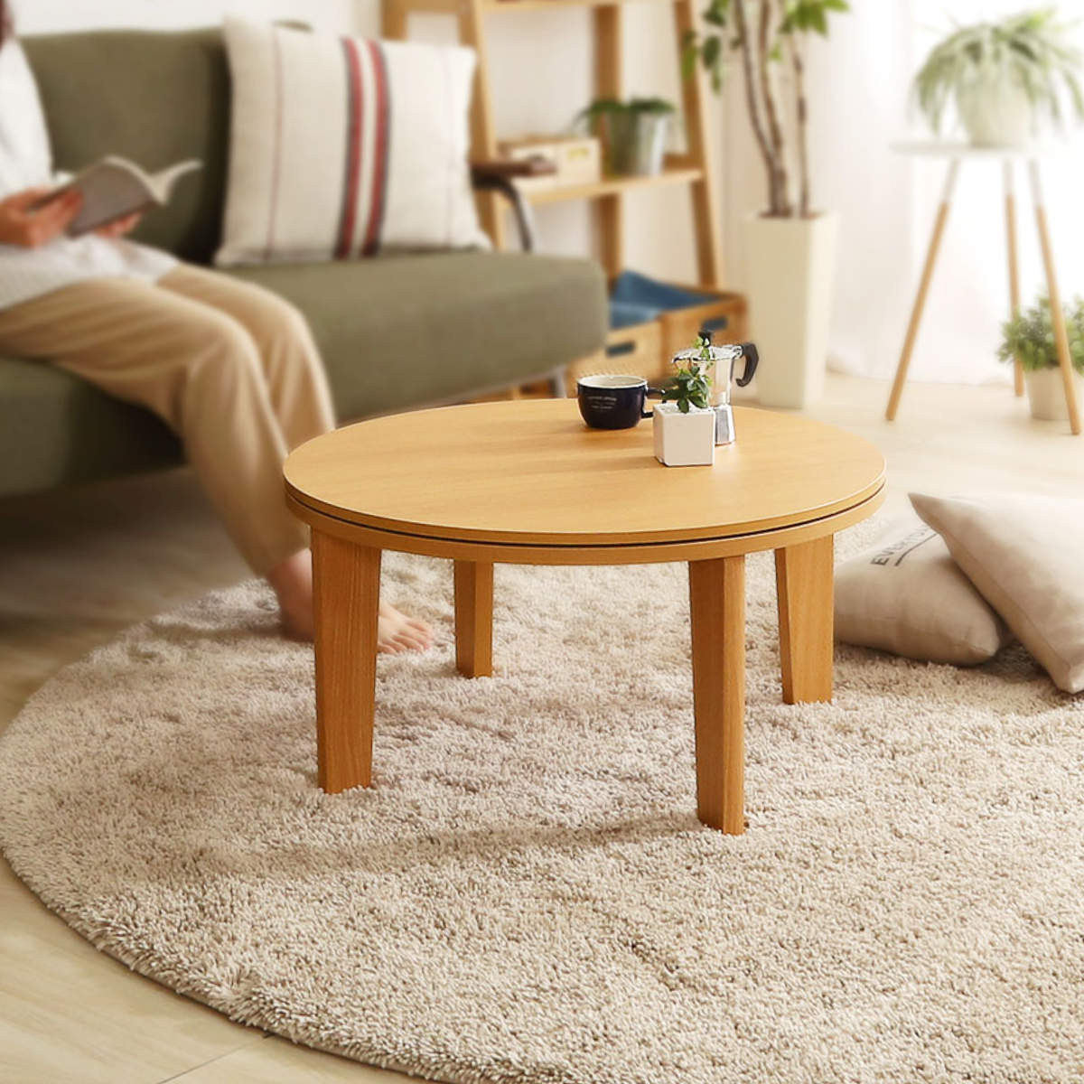 こたつ 幅70cm 円形 テーブル リバーシブル （ コタツ ローテーブル 70