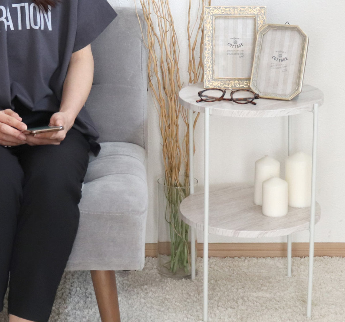 dショッピング |アウトレット サイドテーブル 高さ52cm 2段 ラック