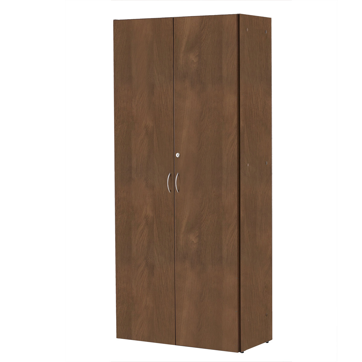 ハイシェルフ 本棚 5段 鍵付 全面扉 ウォールナット調 幅82cm （ 法人