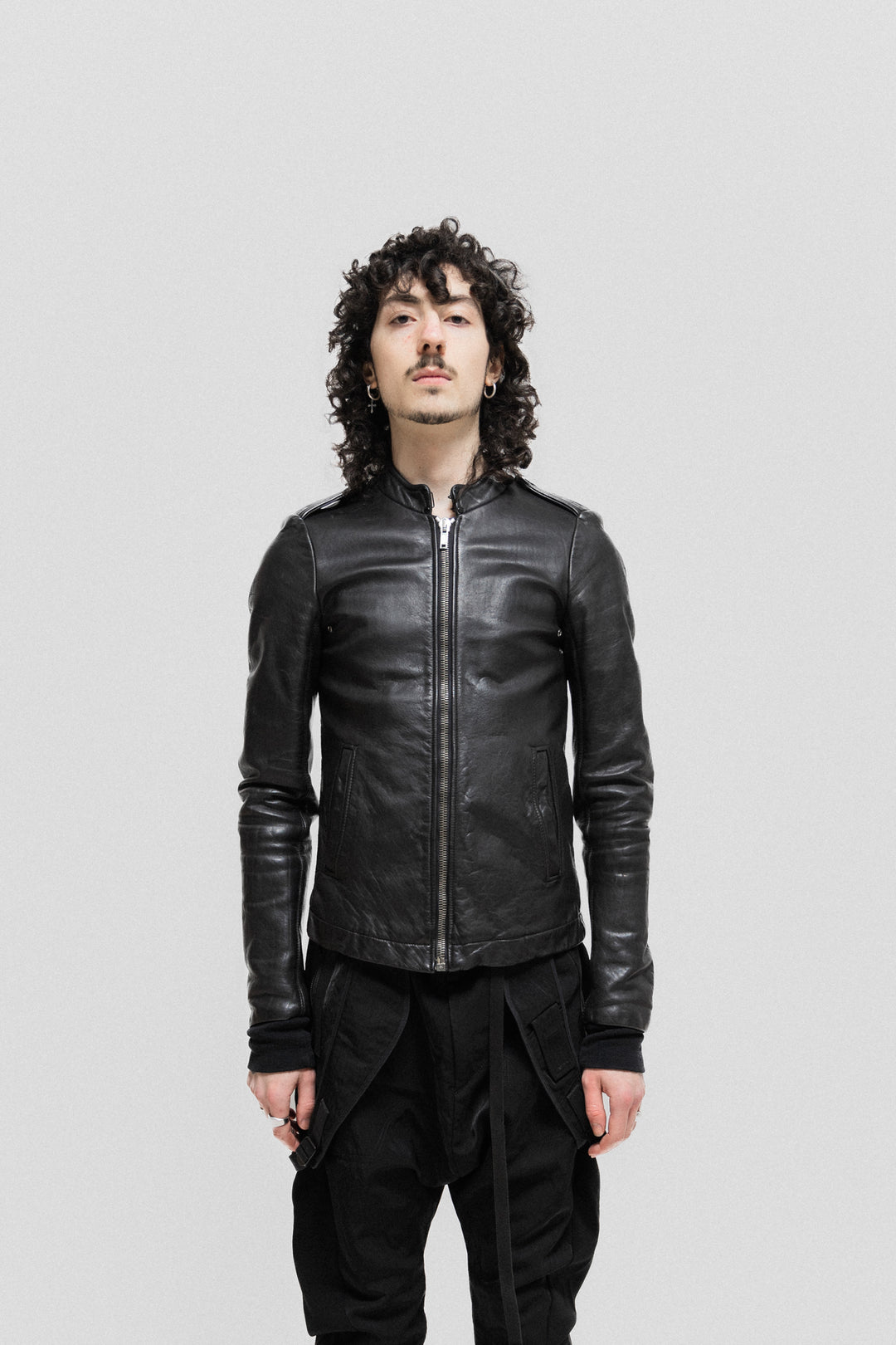 RICK OWENS - 2009 Calf leather jacket with sleeve and shoulder