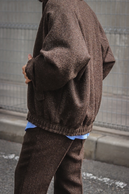 LAMA SHETLAND wool TWEED ZIP BLOUSON