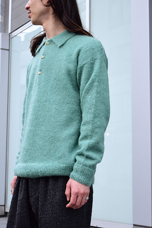 AURALEE[オーラリー] 23AW Brushed Super Kid Mohair Knit Polo [Jade