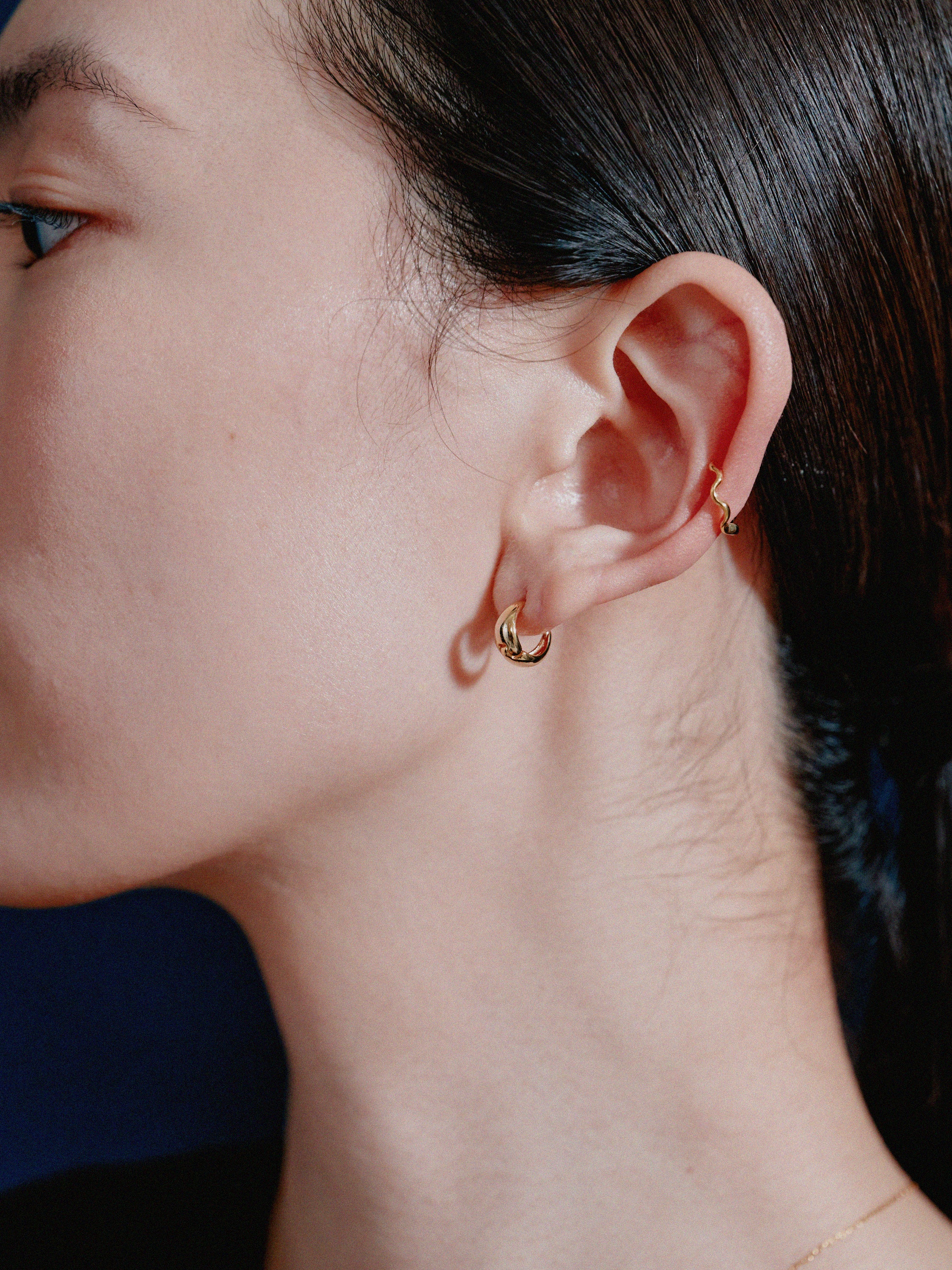 K18post ドロップフープピアス スモール | LOKUMI