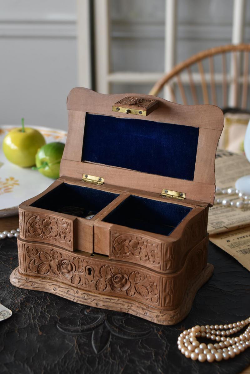 木製ジュエリーボックス フランスアンティーク雑貨 アンティーク