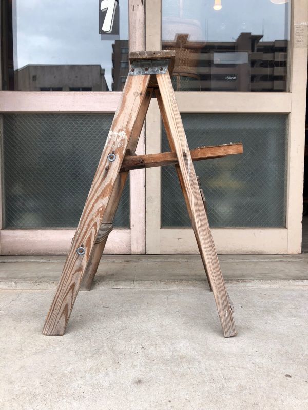 ウッドステップ ラダー ペンキ ペイント シャビーシック 大型3段