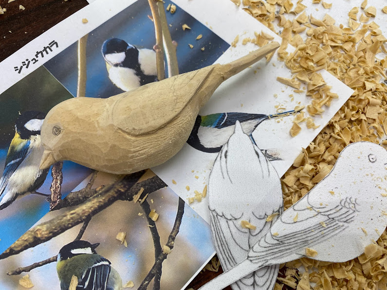 バードカービング シジュウカラ バードカービングでシジュウカラ