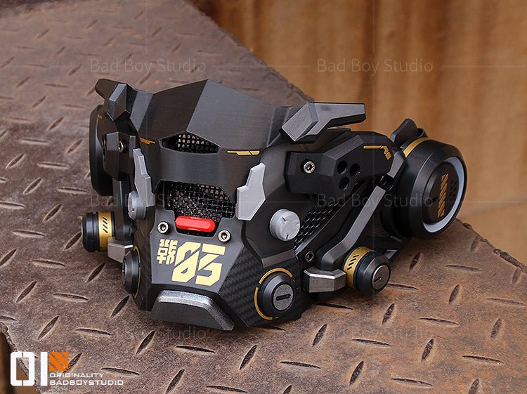 サイボーグ風フェイスマスク ブラック/ゴールド サイバーパンク S/13