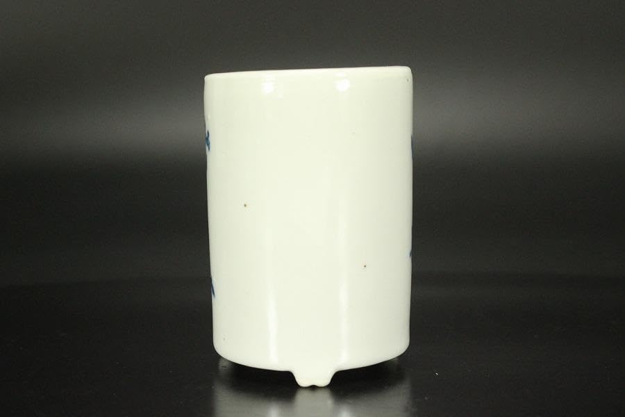 中国美術 青花 花鳥紋 筆筒 乾隆年製 高8cm 文房具(HA414) 中国美術 青花