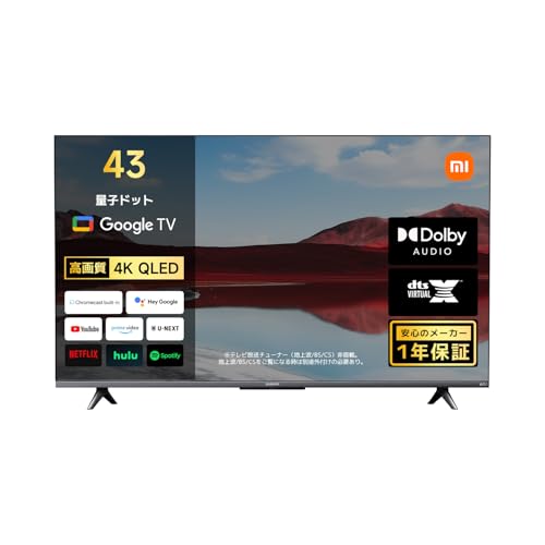 Amazon | Xiaomi テレビ 43インチ Google TV 4K QLED 量子ドット 液晶