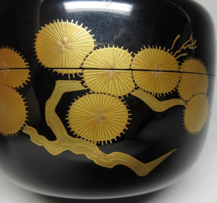 宗廣作唐松蒔絵棗共箱茶道具