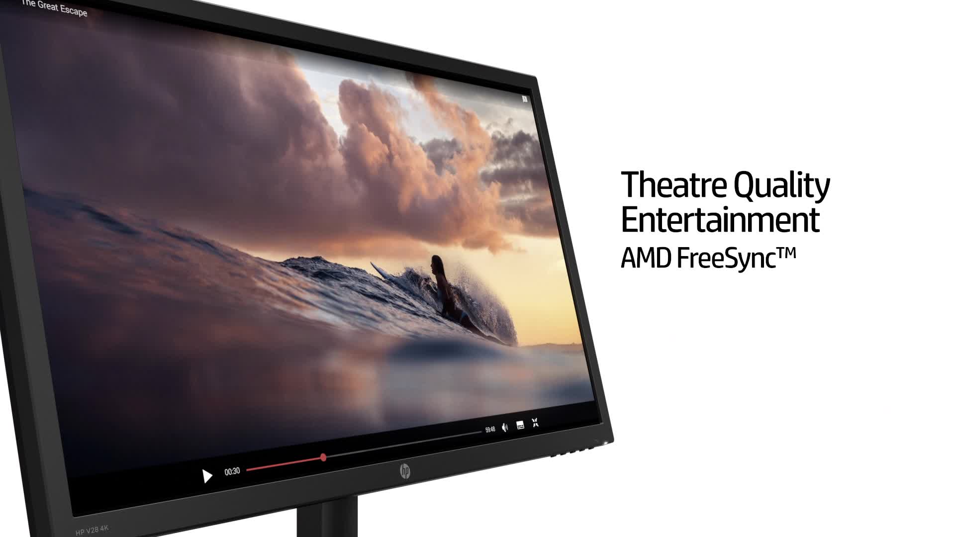 HP v28 4k Monitor (3840 x 2160), 28 Inch, AMD Freesync, (2 HDMI, 1