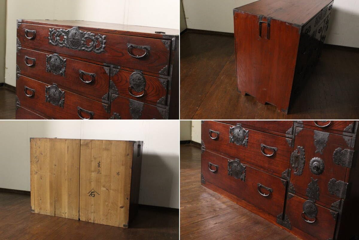 和箪笥 古家具 仙台箪笥 4段6杯 引き出し箪笥 和製アンティーク 昭和