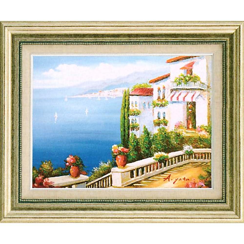 風景画 油彩画 Amazon.co.jp: 矢田晃 青い海のテラス F6号 受注