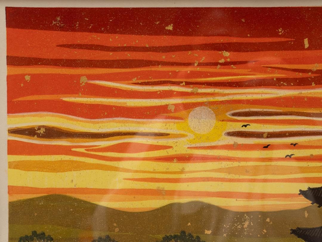 井堂雅夫 日本の四季「秋 古都の夕映え」直筆サイン入り 金銀箔手