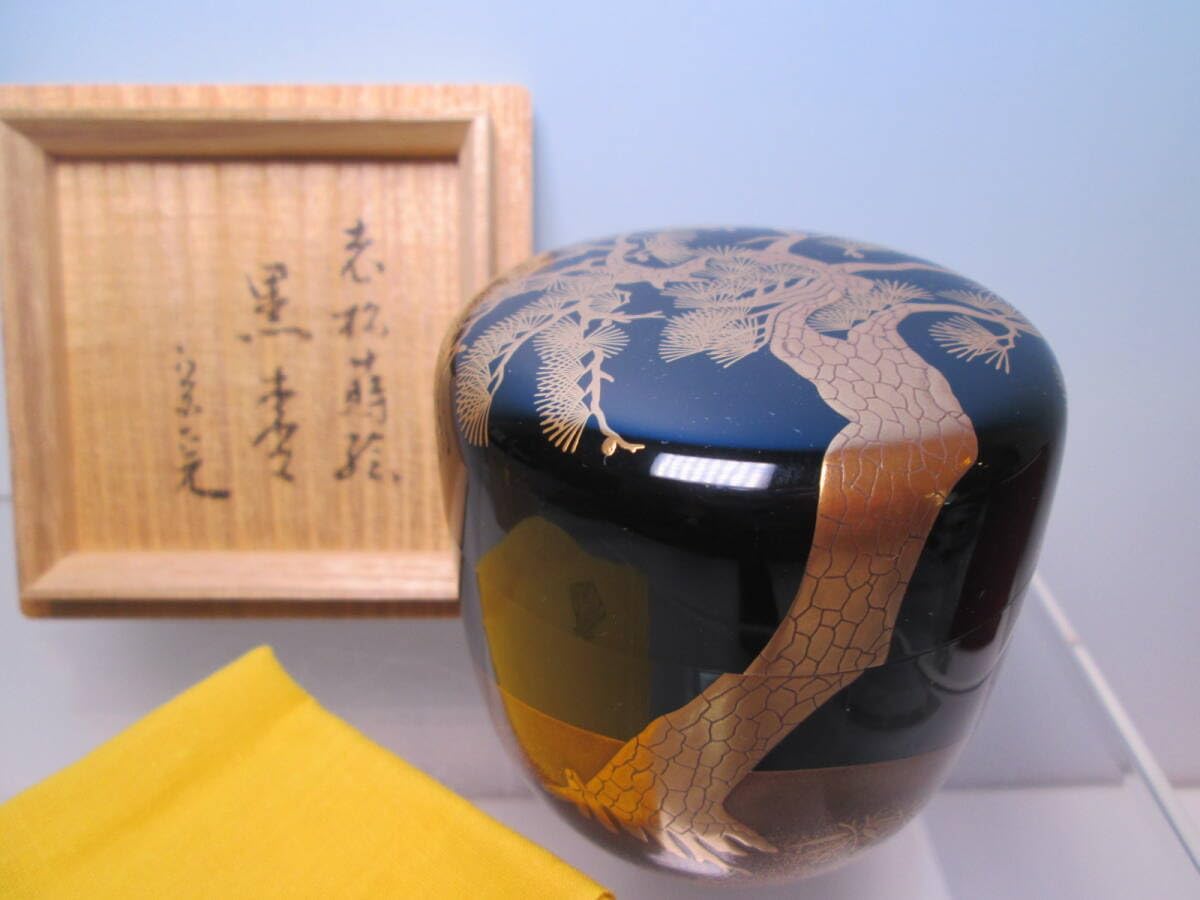 茶道具 鱗鶴蒔絵 大棗 堀内宗完(兼中斎)極め箱 M R7198 【公式通販】