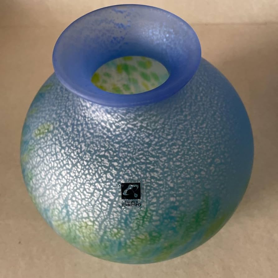 未使用 月夜野工房 ガラス大型花器 水盤 大皿 585×470 未使用 月夜野