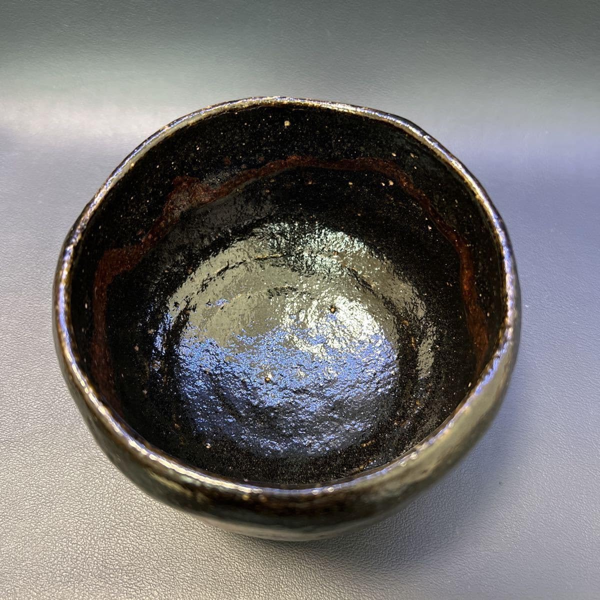 黒楽平茶碗中村道年夏茶碗共箱抹茶碗楽焼R0977お7