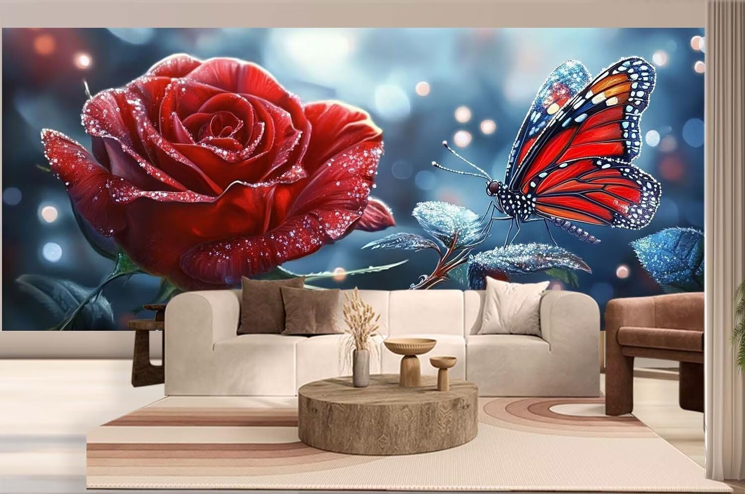 大きめ40×50 カラフルな蝶と本 ダイヤモンドアート フルラウンド制作