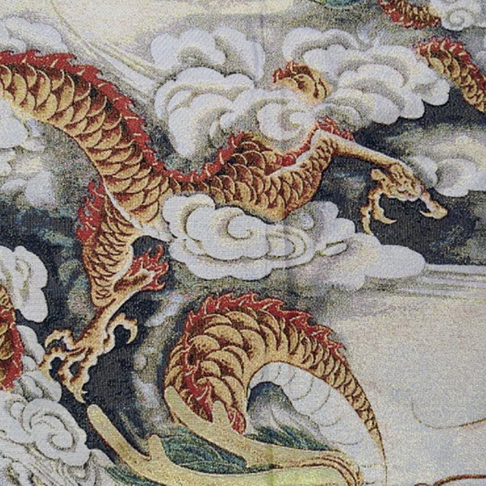 Amazon.co.jp: 風水 龍 ドラゴン 刺繍 赤龍 青龍 タペストリー 竜 絵