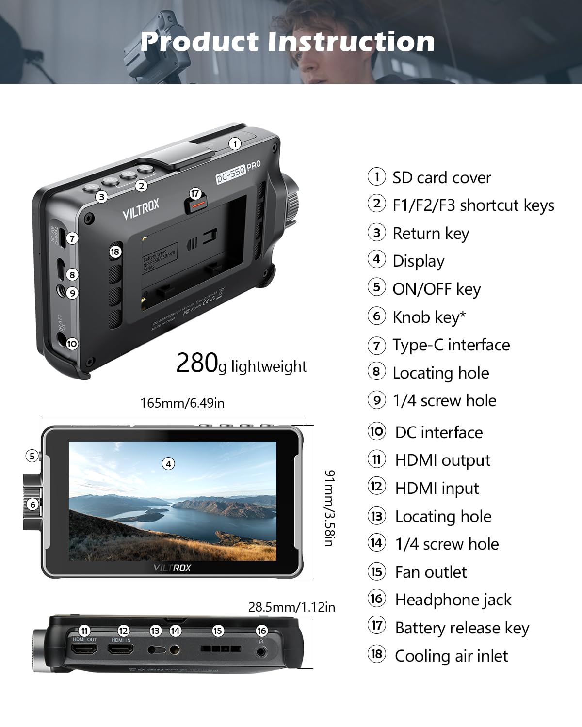 Amazon.com : VILTROX DC-550 PRO Touchscreen Camera Video Monitor