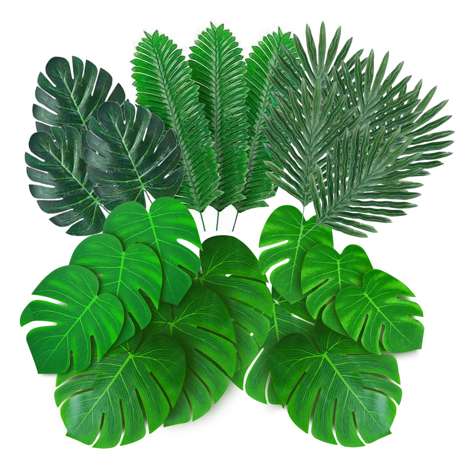 Amazon｜siawadeky モンステラの葉 66枚セット フェイクリーフ ヤシの