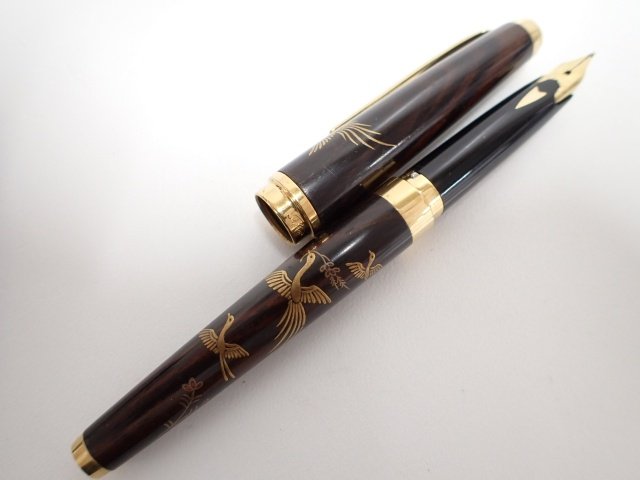 SAILOR 万年筆 最初期 世界の銘木シリーズ 黒檀 金蒔絵 透漆塗 古代鳥