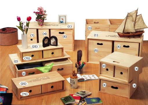 木製引き出し棚 重ねて並べるドロワーの会 木製引き出し棚 重ねて