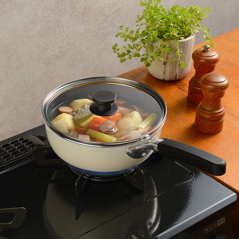 rinto リント IH対応 ガラス蓋付外面ホーローマルチパン20cm