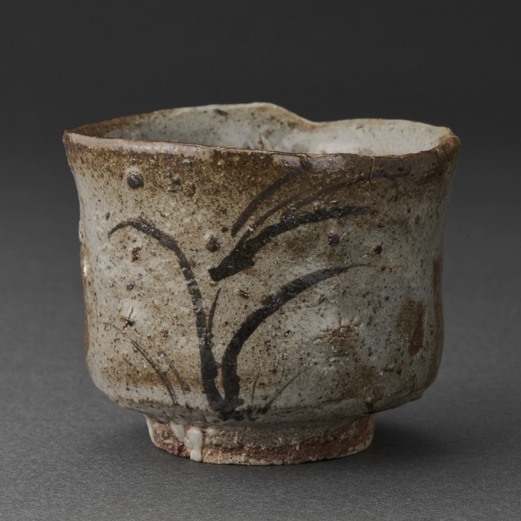 □唐津焼 丸田宗彦 斑唐津彫ぐい呑 共箱、共布、栞揃い #ぐい呑み