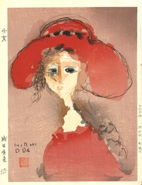 織田 廣喜 氏の「少女」F0号日本芸術院会員 人気画家98歳没従四位