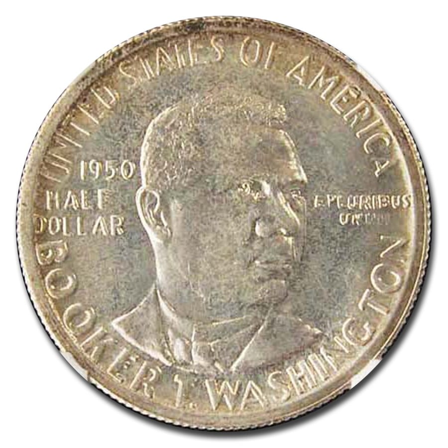 1950年 アメリカ ブッカー・T・ワシントン ハーフ ダラー 記念 銀貨 50
