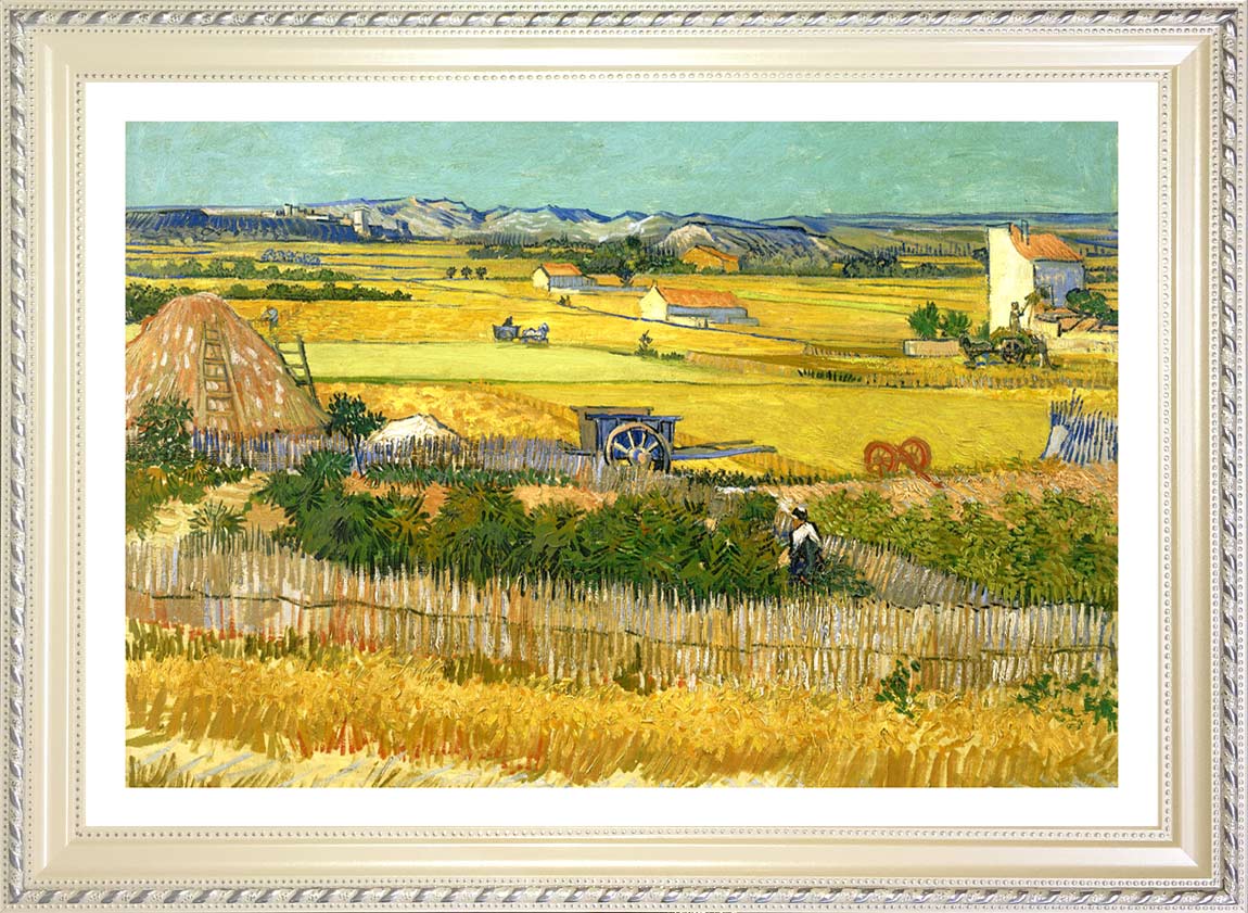 ゴッホ モンマジュールをのぞむクロー平野の収穫 ジークレーポスター額装品