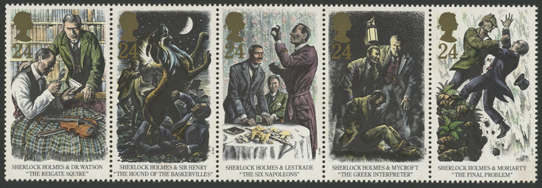 イギリス 1993年シャーロックホームズ5種連刷 - 趣味の切手専門店