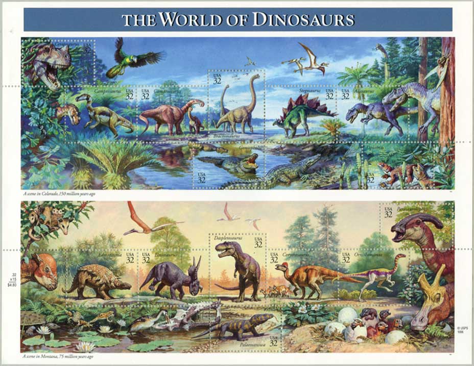 アメリカ 1997年恐竜の世界・小型シート - 趣味の切手専門店マルメイト