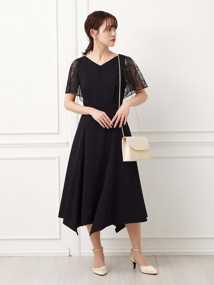 イレギュラーヘム・ミモレ丈ドレス｜パーティードレスの通販AIMER