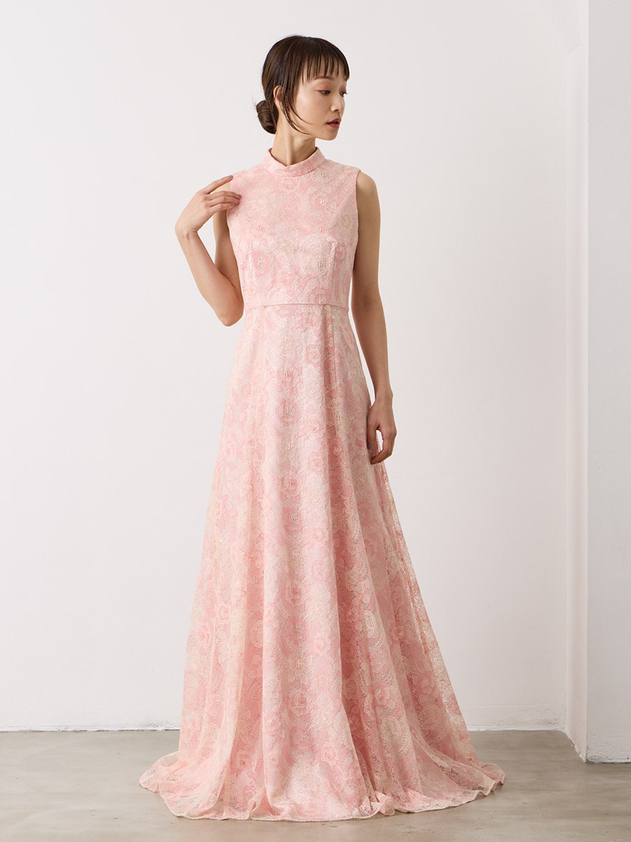 新品】AIMER エメ オーナメント刺繍レースドレス ピンクベージュM