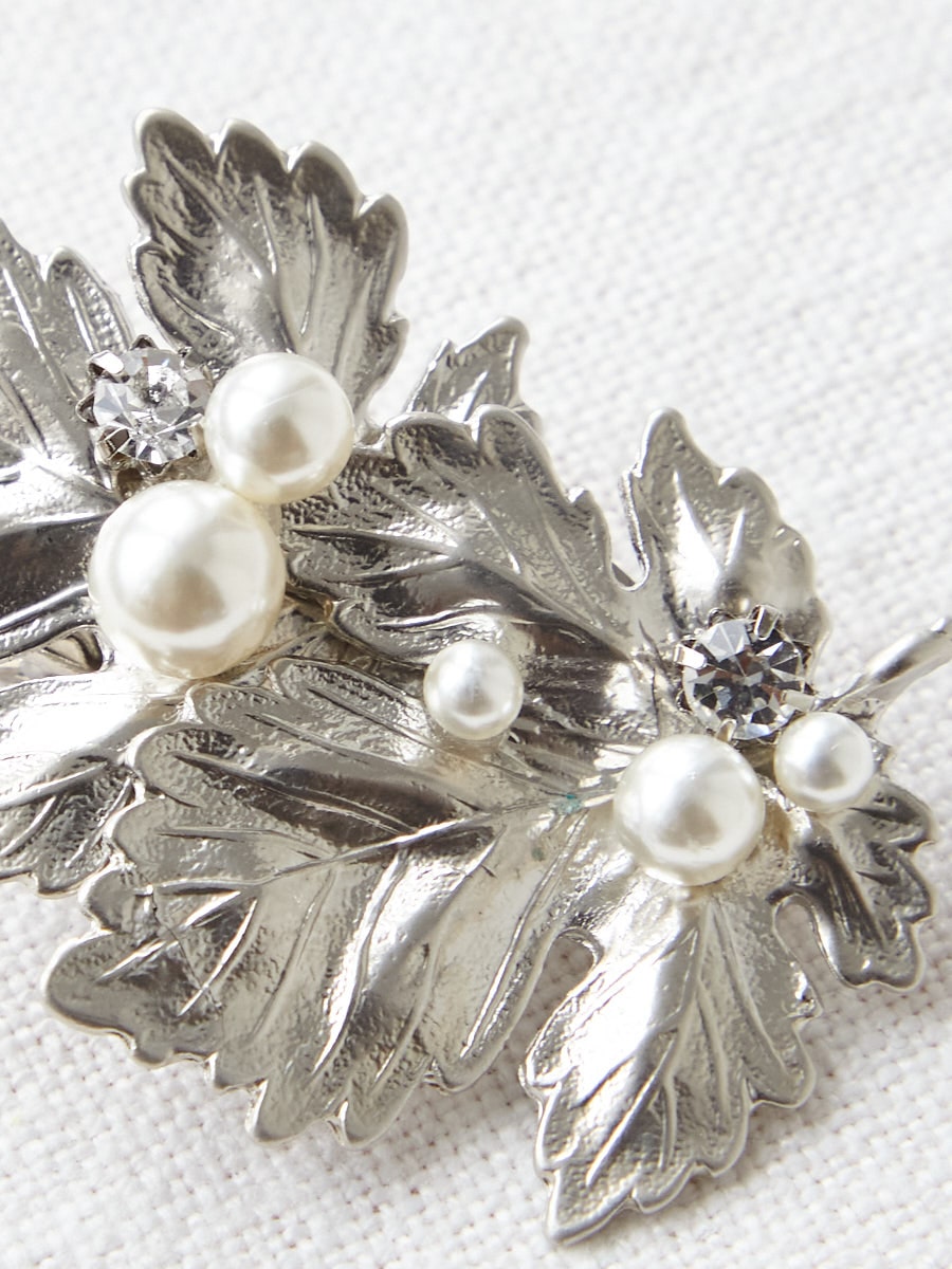 TOPAZ リーフ型 シルバー ブローチ 帯留 チューリップの帯留め