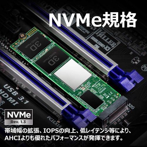 M.2 SSD 1TB PCIe Gen3×4 NVMe 1.3準拠 3D NAND Transcend製【メモリ