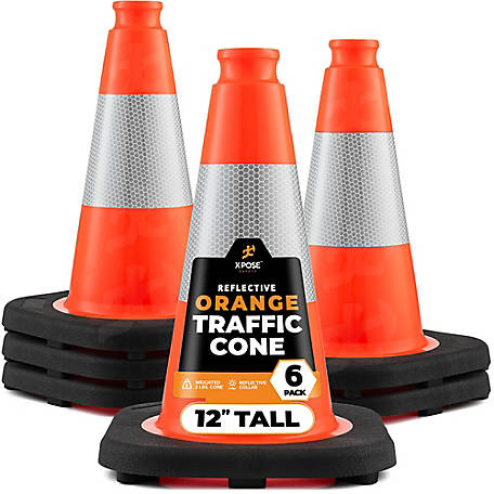 Xpose Safety 6 Pack PVC Multi-Purpose Safety Traffic Cone Orange