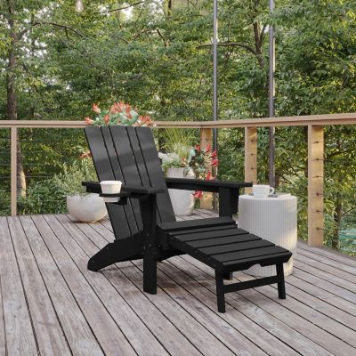 Flash Furniture Halifax HDPE Adirondack Chair with Cup Holder and