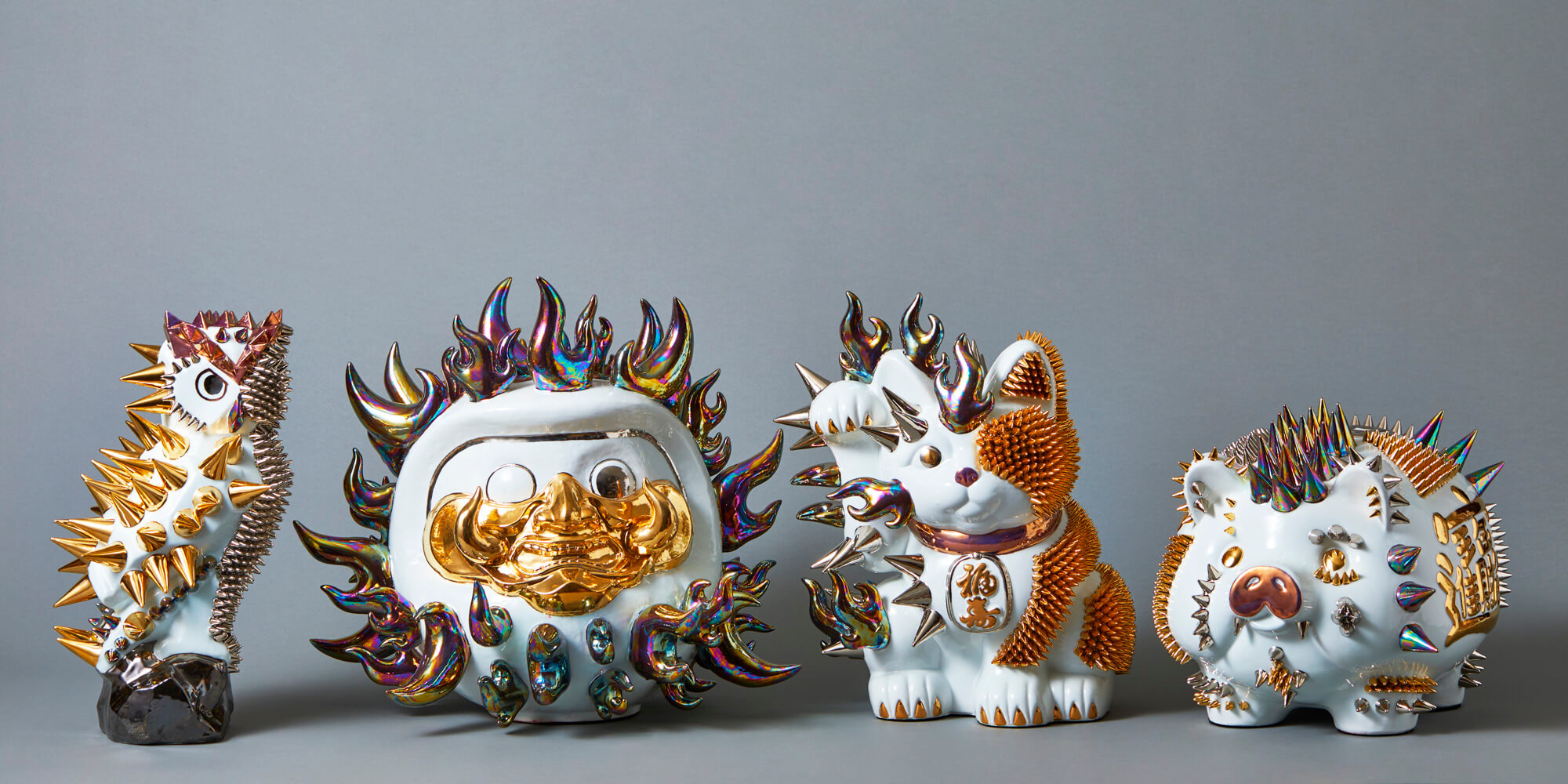 和食器 虫明焼 松本学作 足付向付 五客 共箱 V