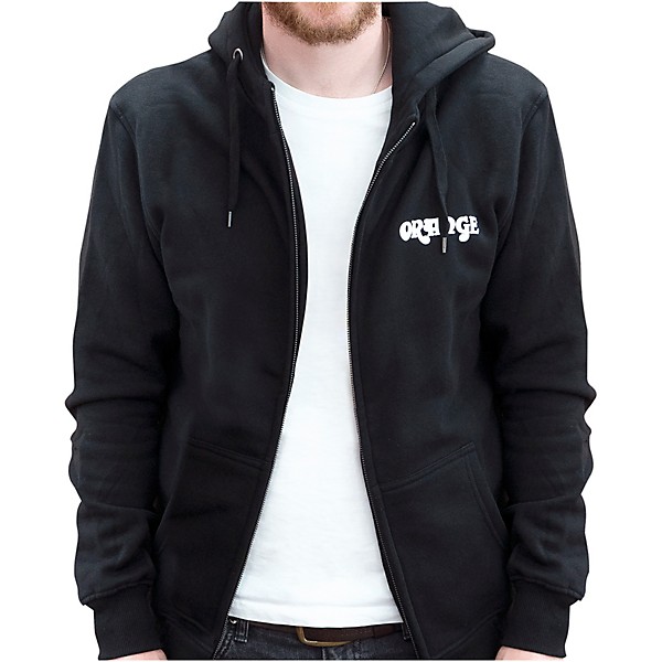 Orange Amplifiers Hoodie with Orange Logo and Crest Large Black