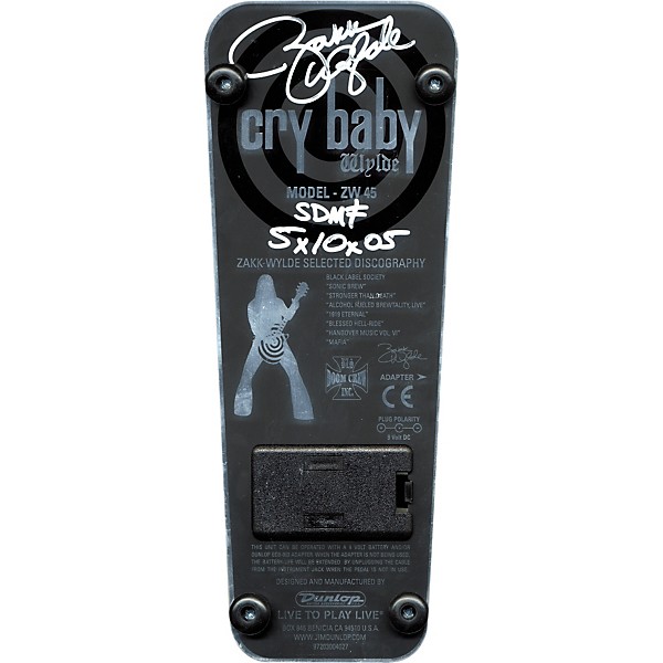 Dunlop ZW-45S Zakk Wylde Autographed Cry Baby Wah Pedal | Guitar