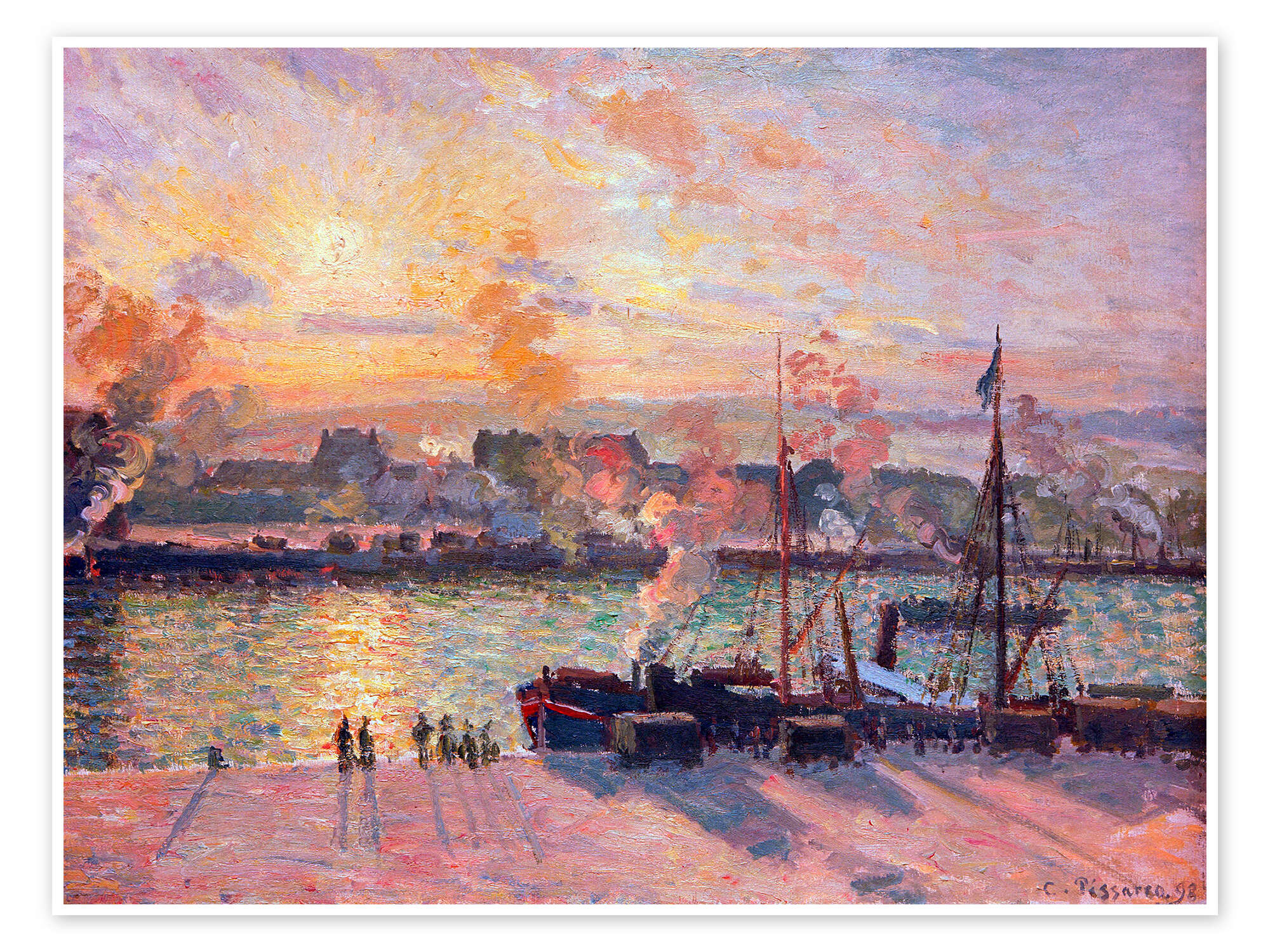 Sunset at Rouen print by Camille Pissarro | Posterlounge